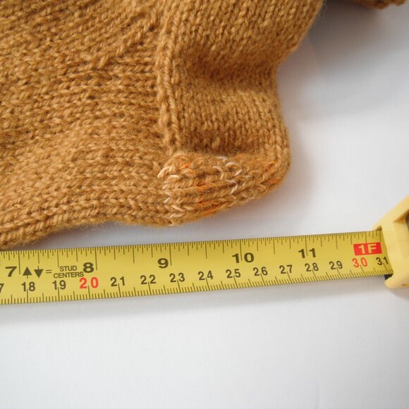 Handmade Knit Thick Wool Socks Size L Unisex Adult 100% Farm Wool Yellow - Picture 3 of 4